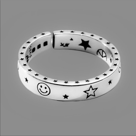 New Unisex 925 Silver Moon Stars Beautiful Ring - Picture 3 of 7